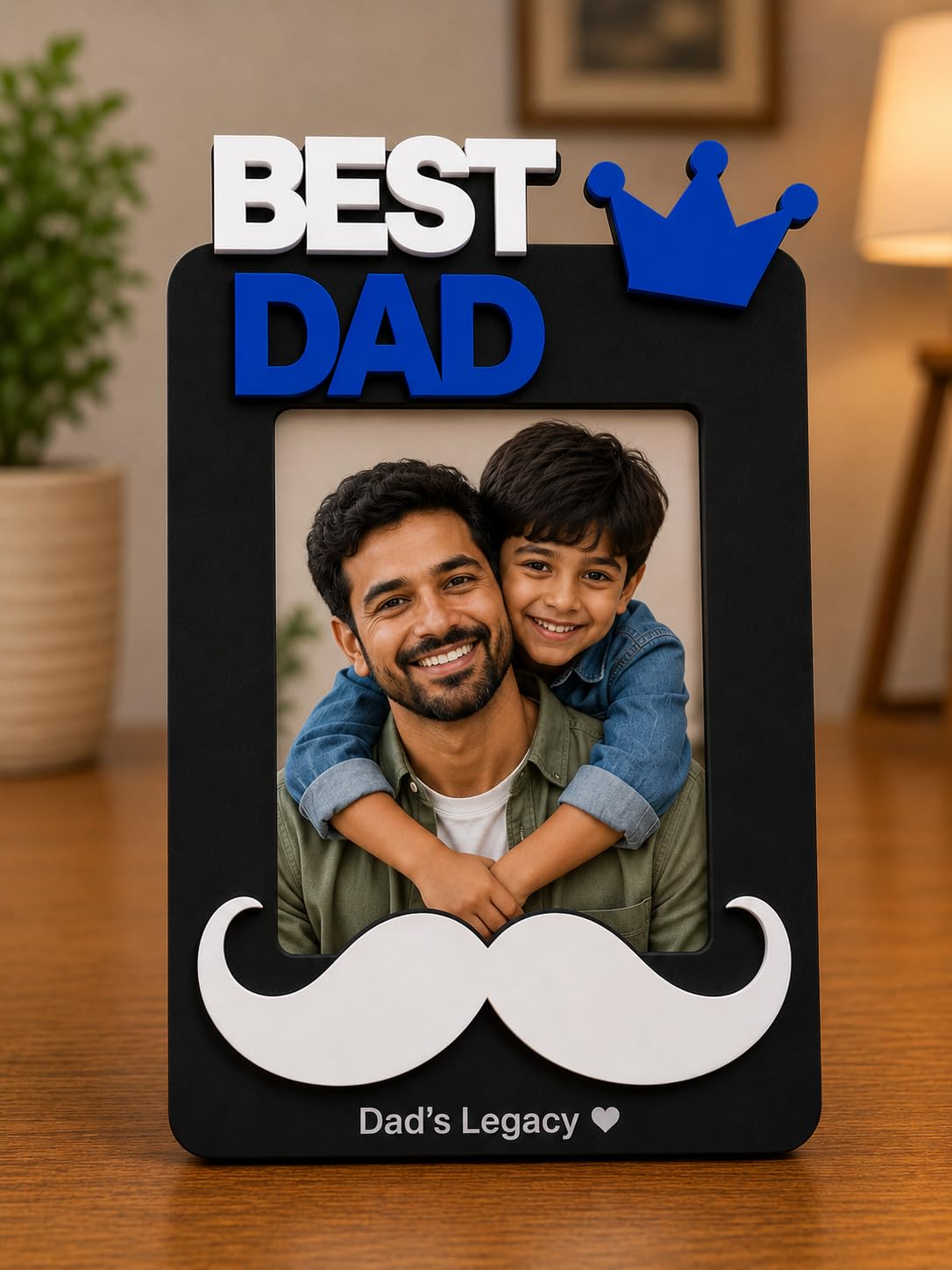 Aica Gifts Personalized Best Dad Photo Frame with Quote Photo Size (5X7) | Best Gift for Dad | Fathers Day Gift for Dad | Birthday Gift for Dad (Mustache)