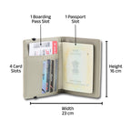 AICA Personalized Name & Charm Leather Passport Cover with 4 Card Slots, Secure Band & Boarding Pass Slot for Men & Women | Travel Passport Holder (Grey)