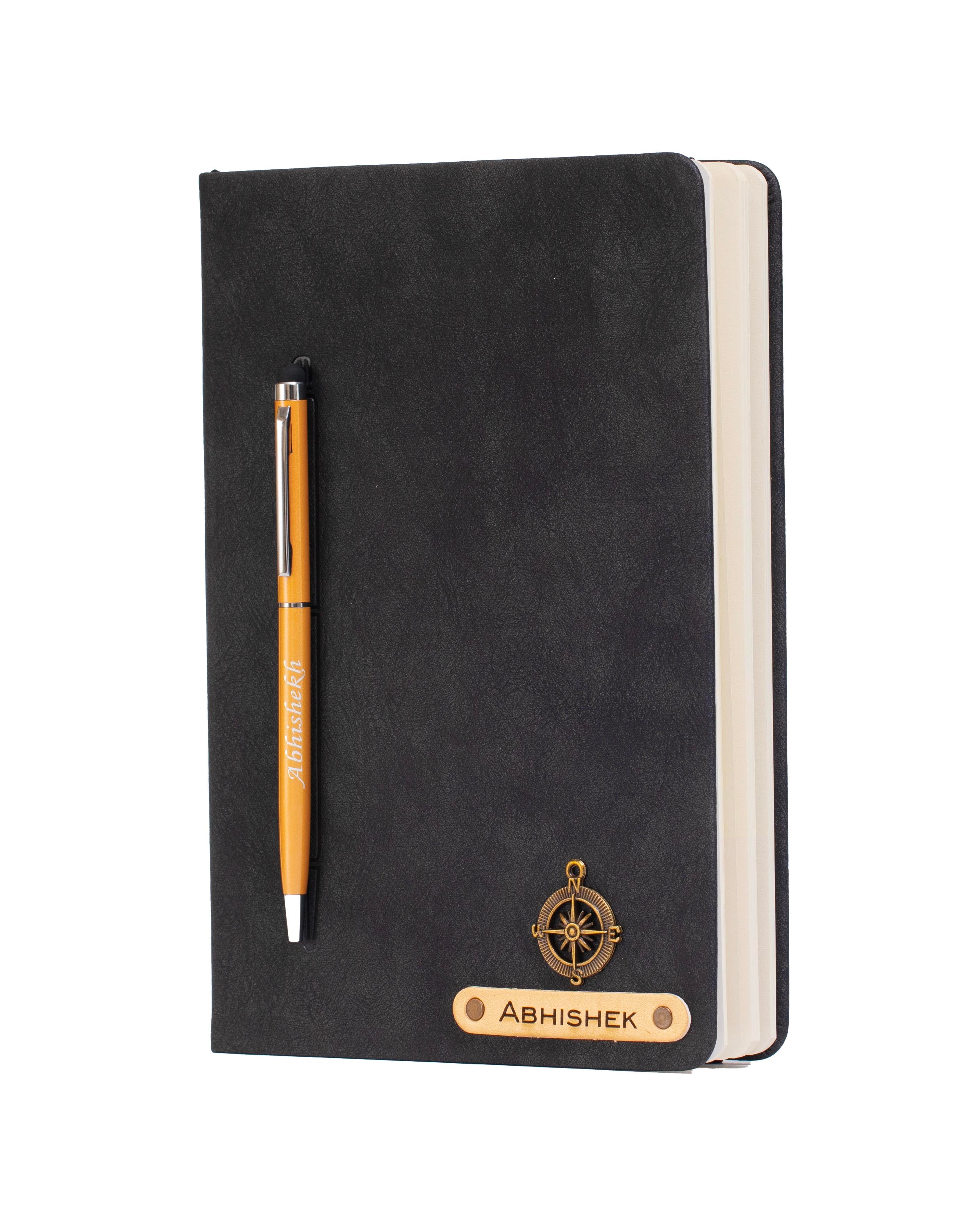 Personalized Magnetic Pen Stick Diary -A5 Size 180 Pages  (Black)