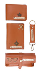 AICA Personalized Name & Charm Leather Wallet Mens Combo Giftset (TanBrown)