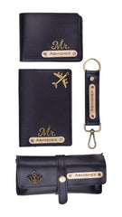 AICA Personalized Name & Charm Leather Wallet Mens Combo Giftset (Black)