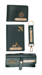 AICA Personalized Name & Charm Leather Wallet Men’s Combo Giftset (DarkGreen)