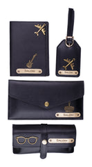 AICA Personalized Name & Charm Leather Wallet Giftset for Women (Black)