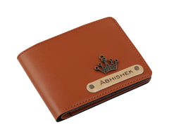 Aica Personalized Name & Charm Leather Mens Wallet (TanBrown)