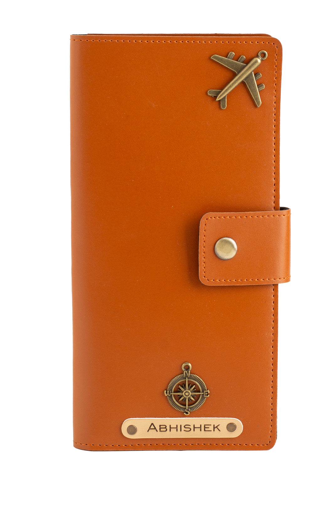 Personalized Long Passport Wallet (Tan Brown)