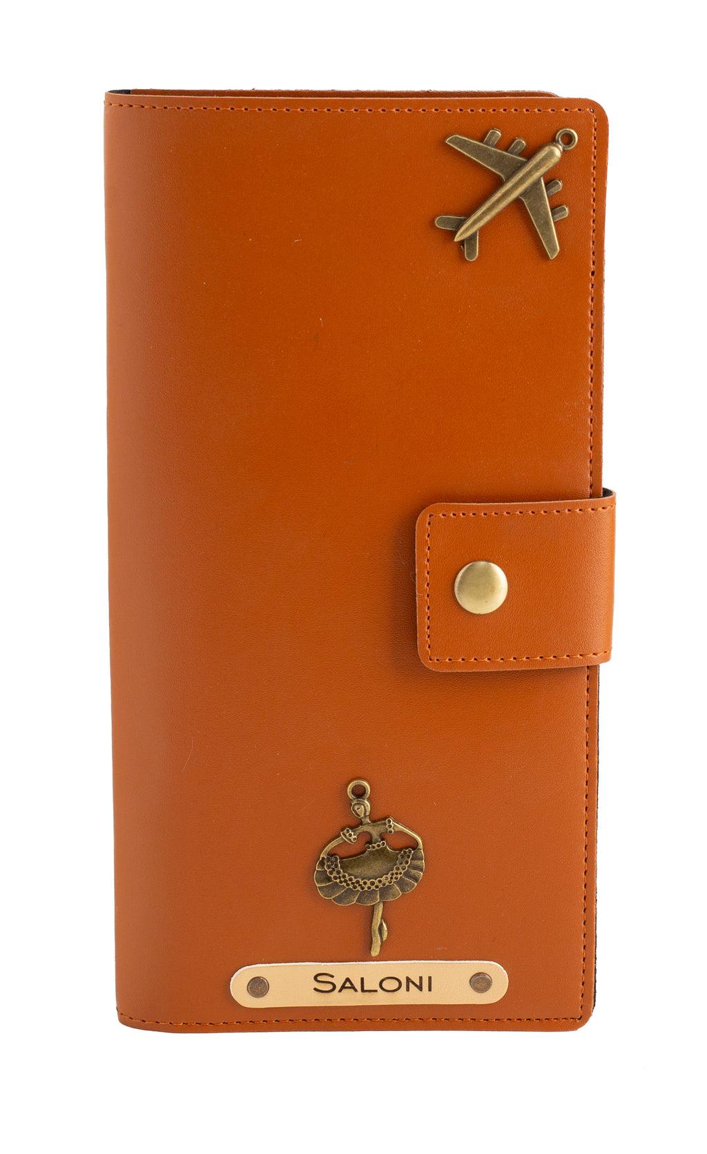 Personalized Long Passport Wallet (Tan Brown)