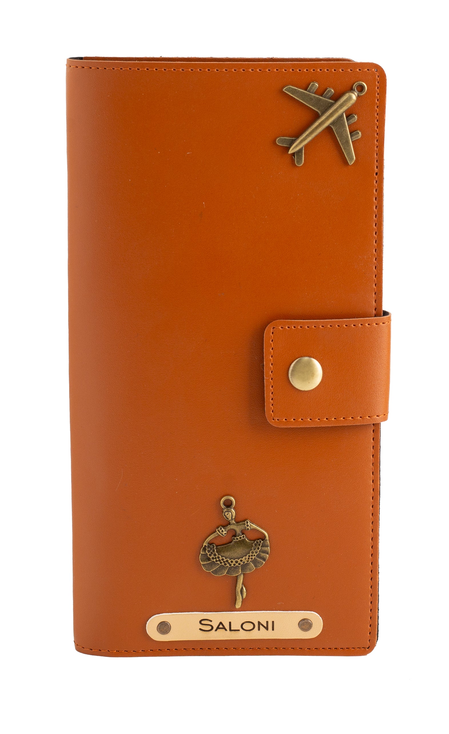 Personalized Long Passport Wallet (Tan Brown)