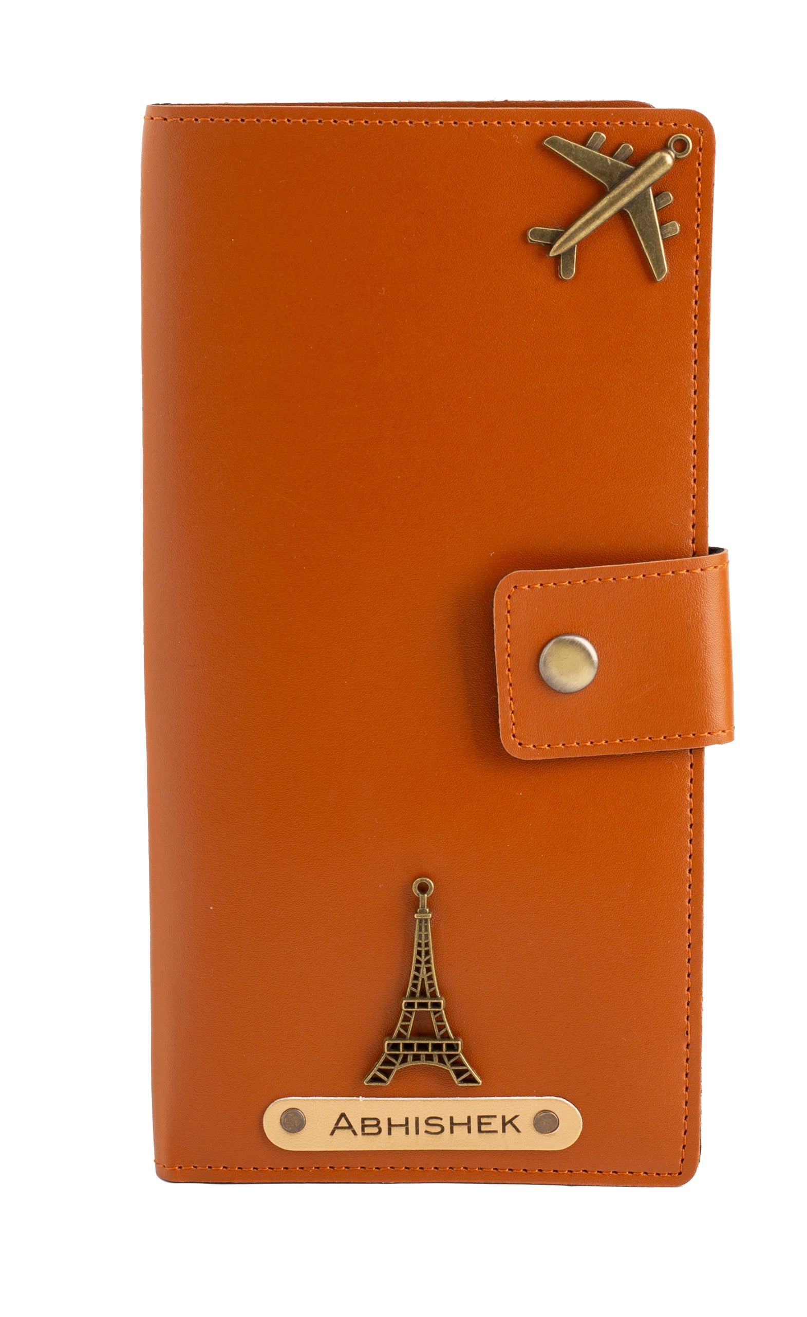 Personalized Long Passport Wallet (Tan Brown)