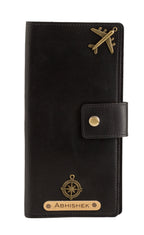 Personalized Long Passport Wallet (Black)