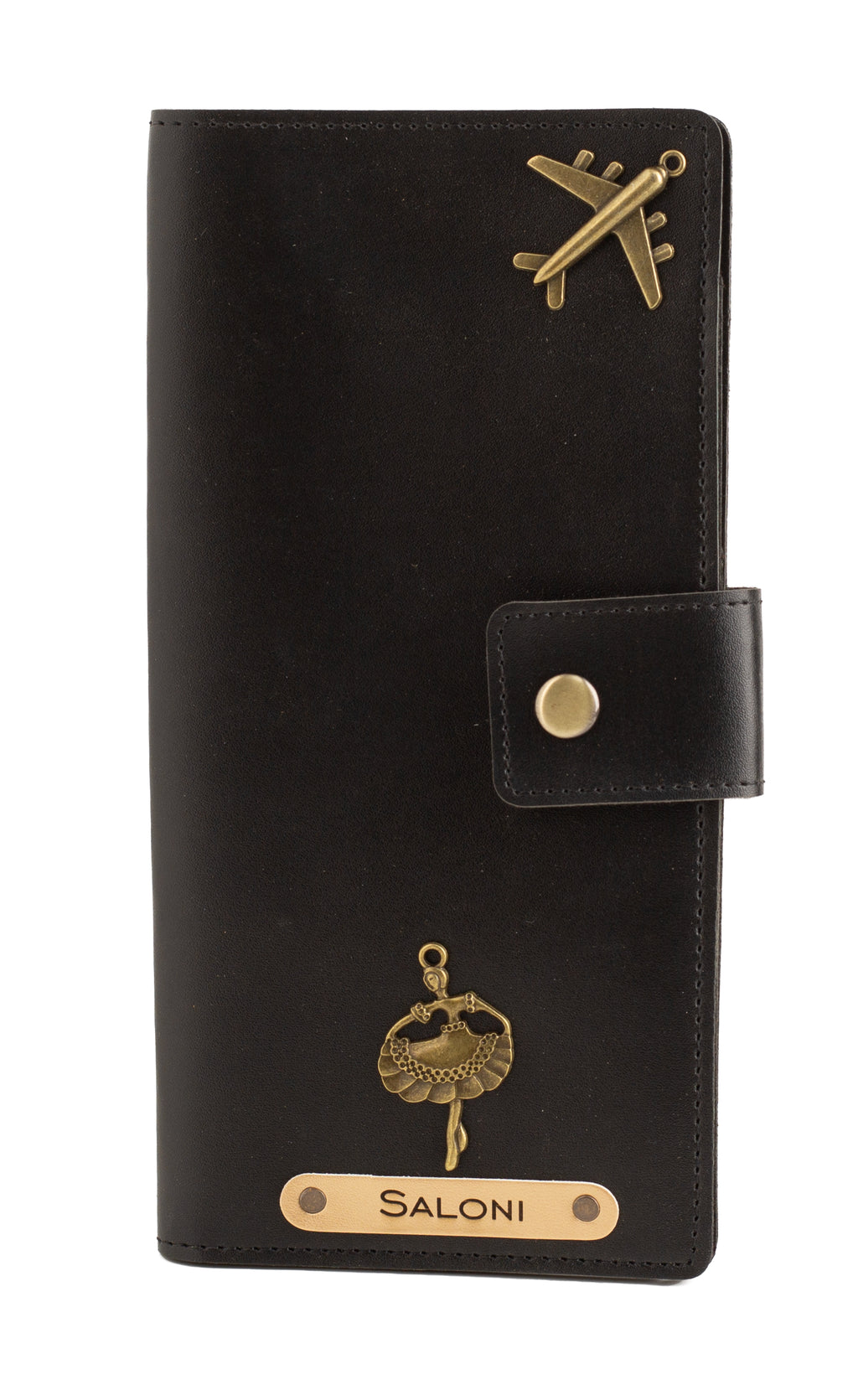 Personalized Long Passport Wallet (Black)