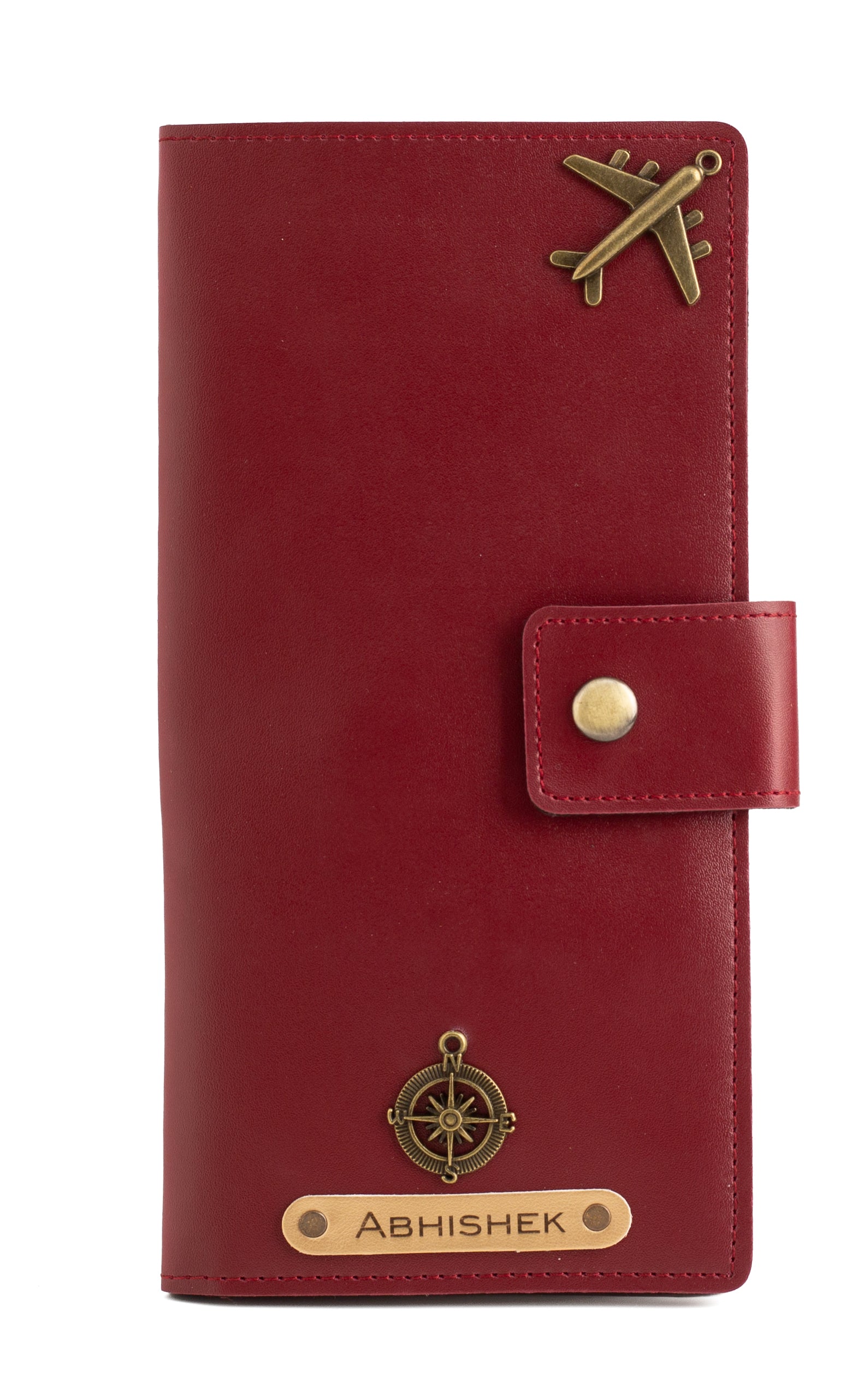 Personalized Long Passport Wallet (Wine)