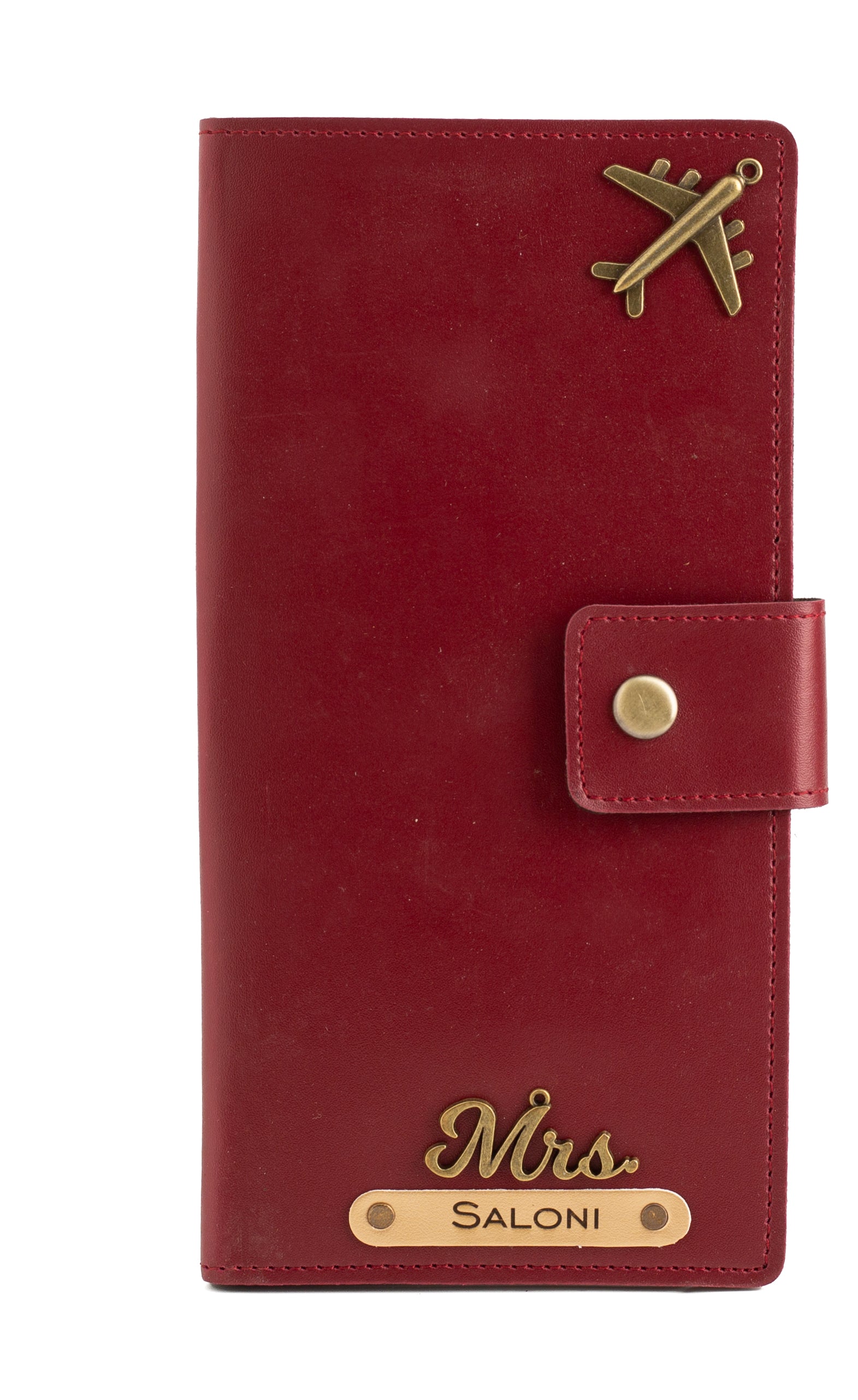 Personalized Long Passport Wallet (Wine)