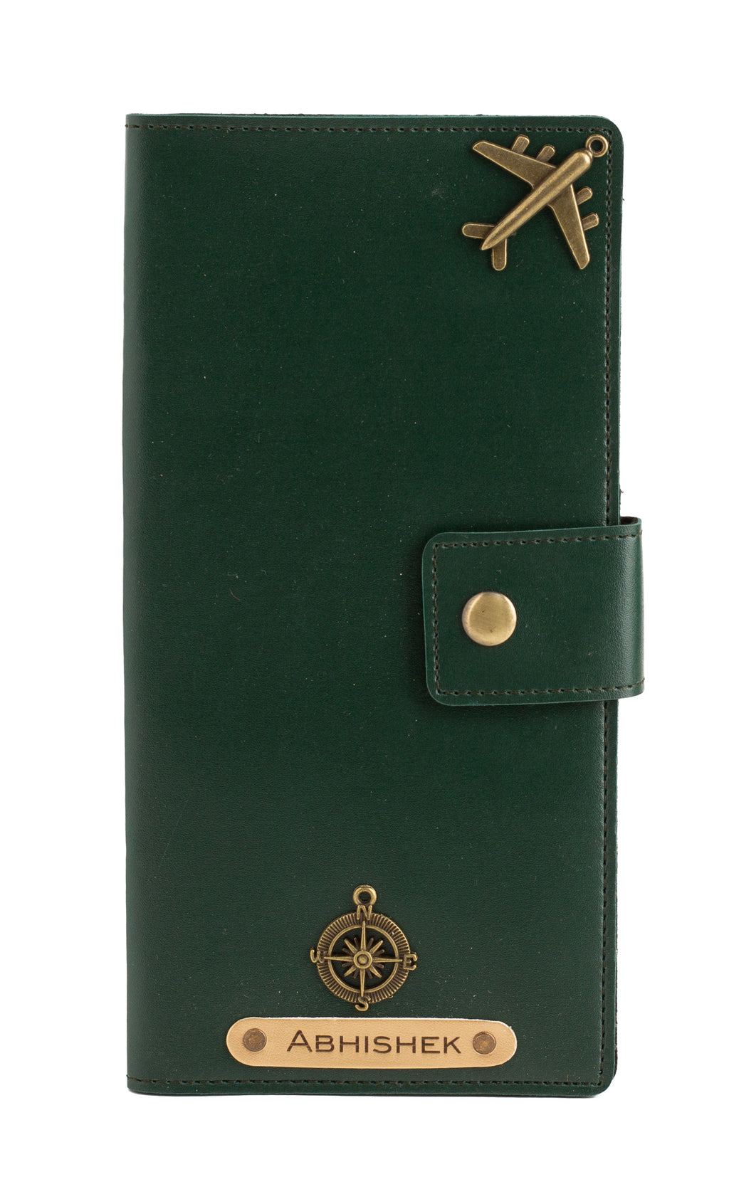 Personalized Long Passport Wallet (Dark Green)