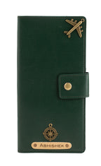 Personalized Long Passport Wallet (Dark Green)