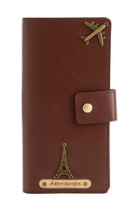 Personalized Long Passport Wallet (Dark Brown)