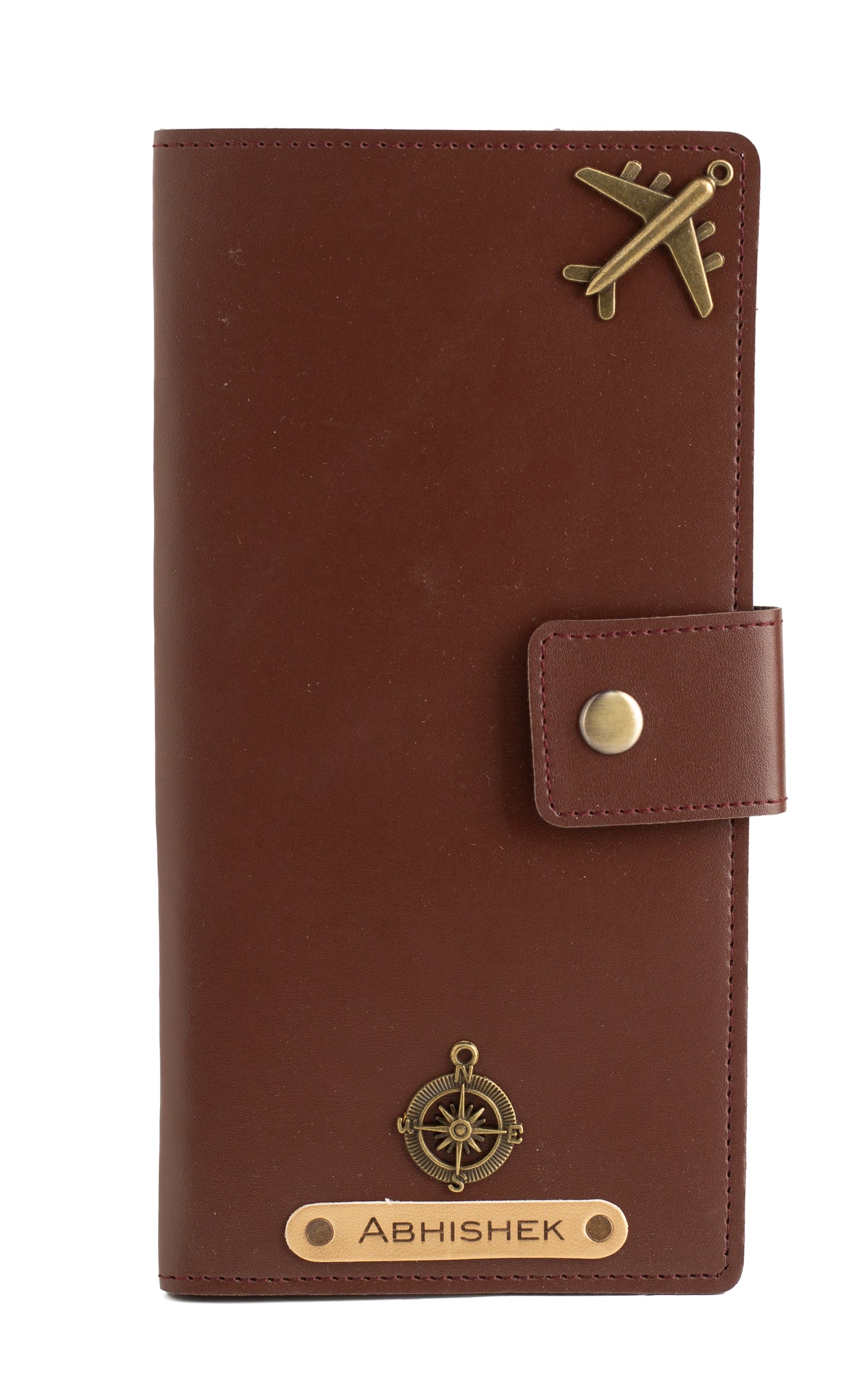 Personalized Long Passport Wallet (Dark Brown)