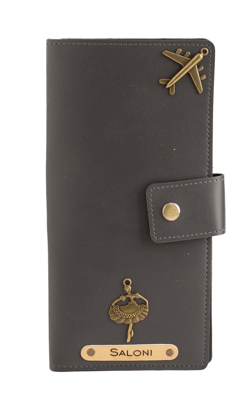 Personalized Long Passport Wallet (Grey)