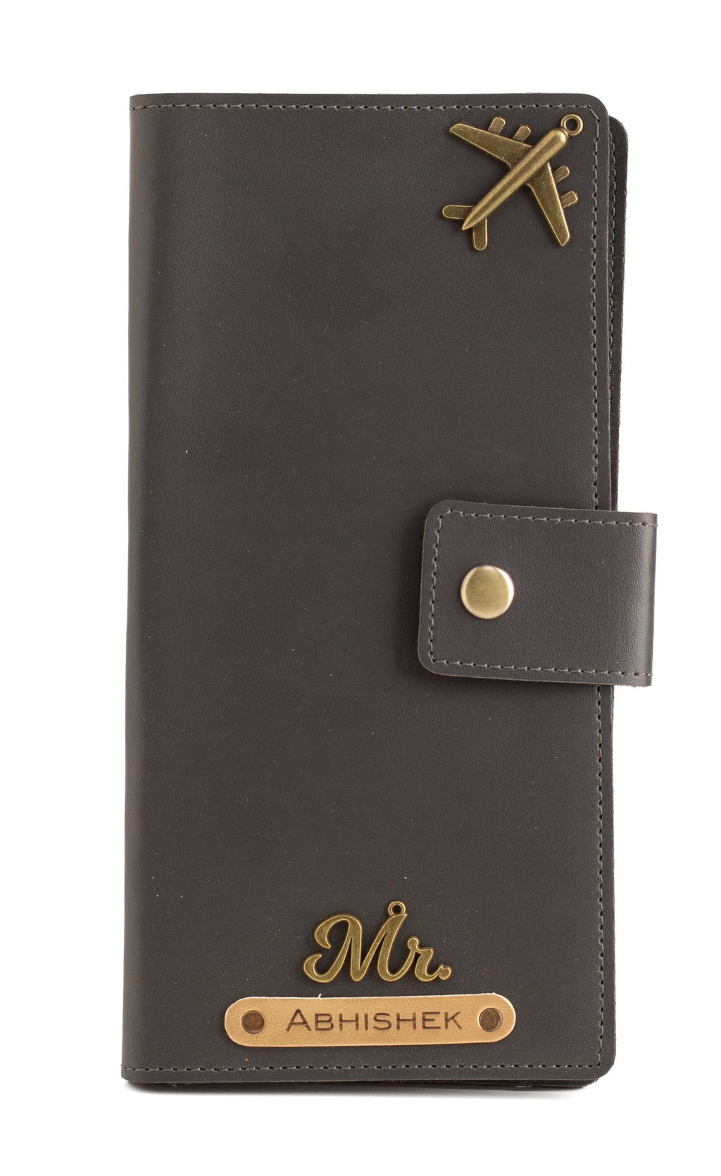Personalized Long Passport Wallet (Grey)