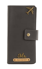 Personalized Long Passport Wallet (Grey)