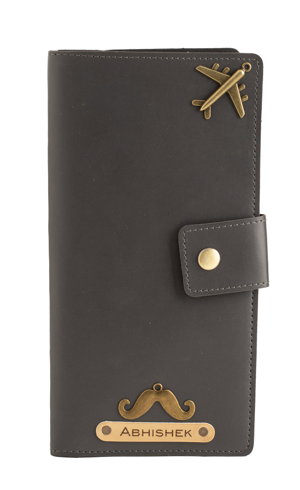 Personalized Long Passport Wallet (Grey)