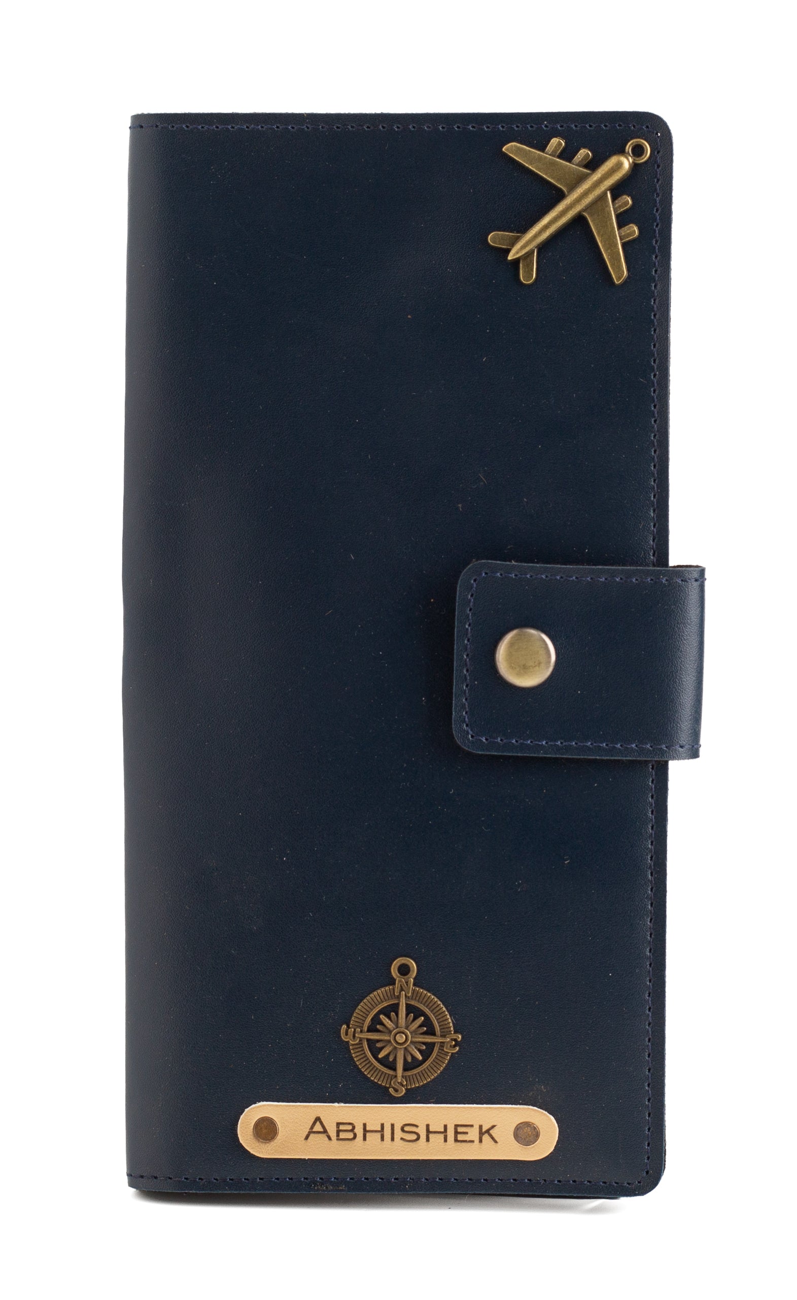 Personalized Long Passport Wallet (Navy Blue)