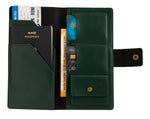 Load image into Gallery viewer, AICA Personalized Name &amp; Charm Long Leather Wallet Passport Cover with Passport, Boarding Pass, Currency, Card Slot &amp; Coin Holder for Men &amp; Women (Dark Green)
