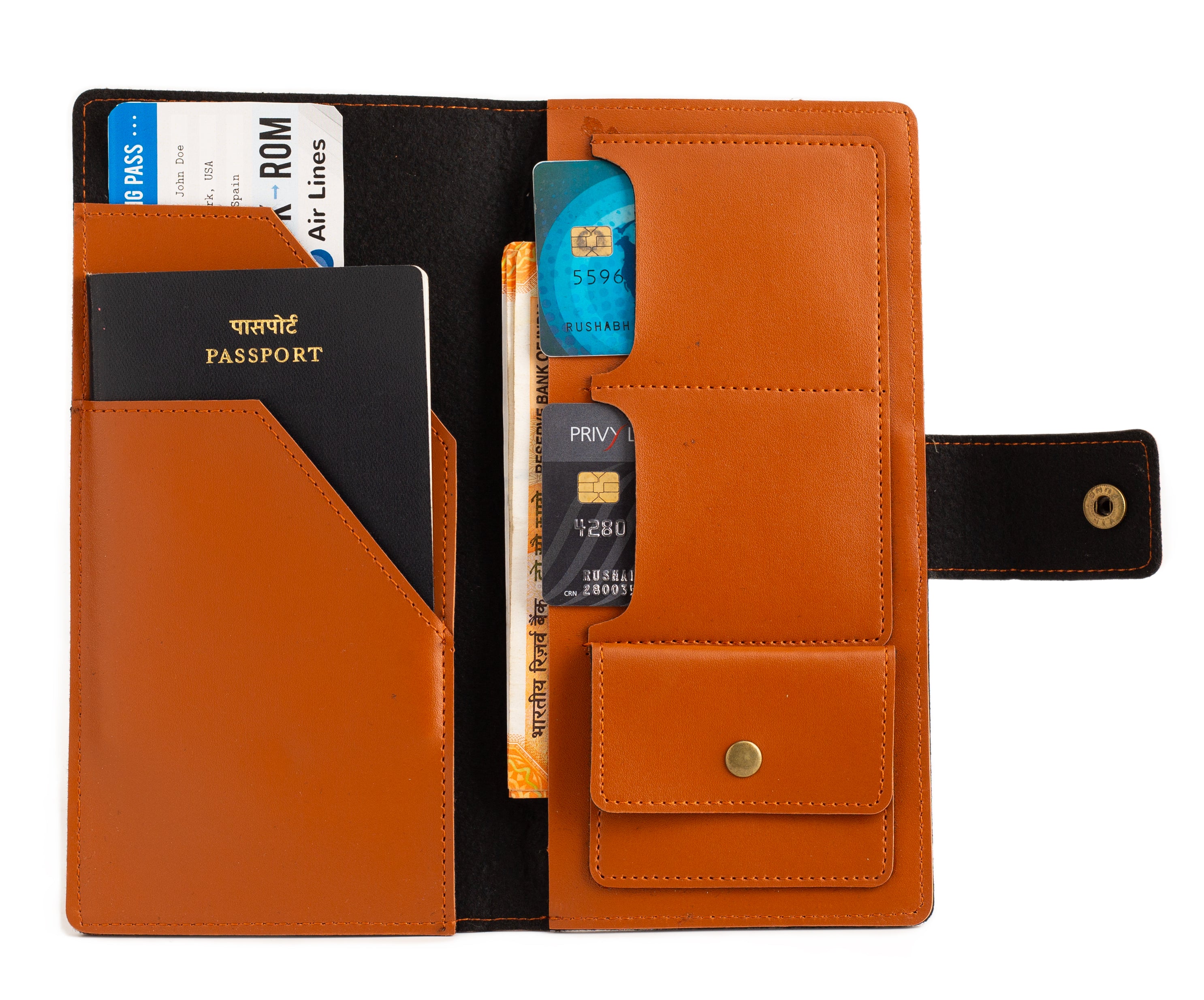 Personalized Long Passport Wallet (Tan Brown)