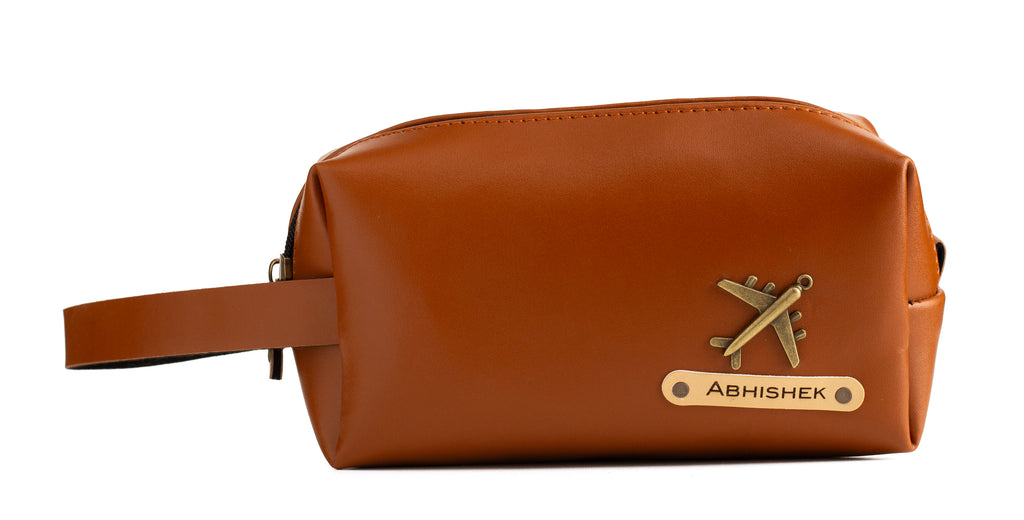 Personalized Toiletry Pouch (Tan Brown)