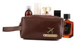 Load image into Gallery viewer, AICA Faux Leather Personalized Name &amp; Charm Toiletry Bag/Pouch for Men &amp; Women|Travel Shaving Makeup Cosmetic Accessories Kit Toiletries Organizer Pouch Bag (Dark Brown)
