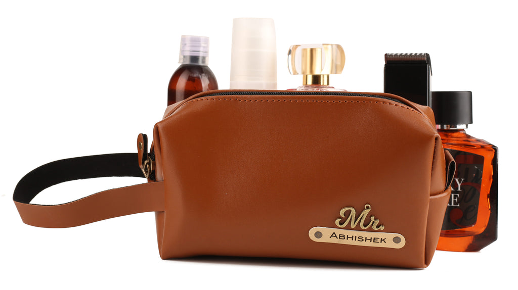 Personalized Toiletry Pouch (Tan Brown)