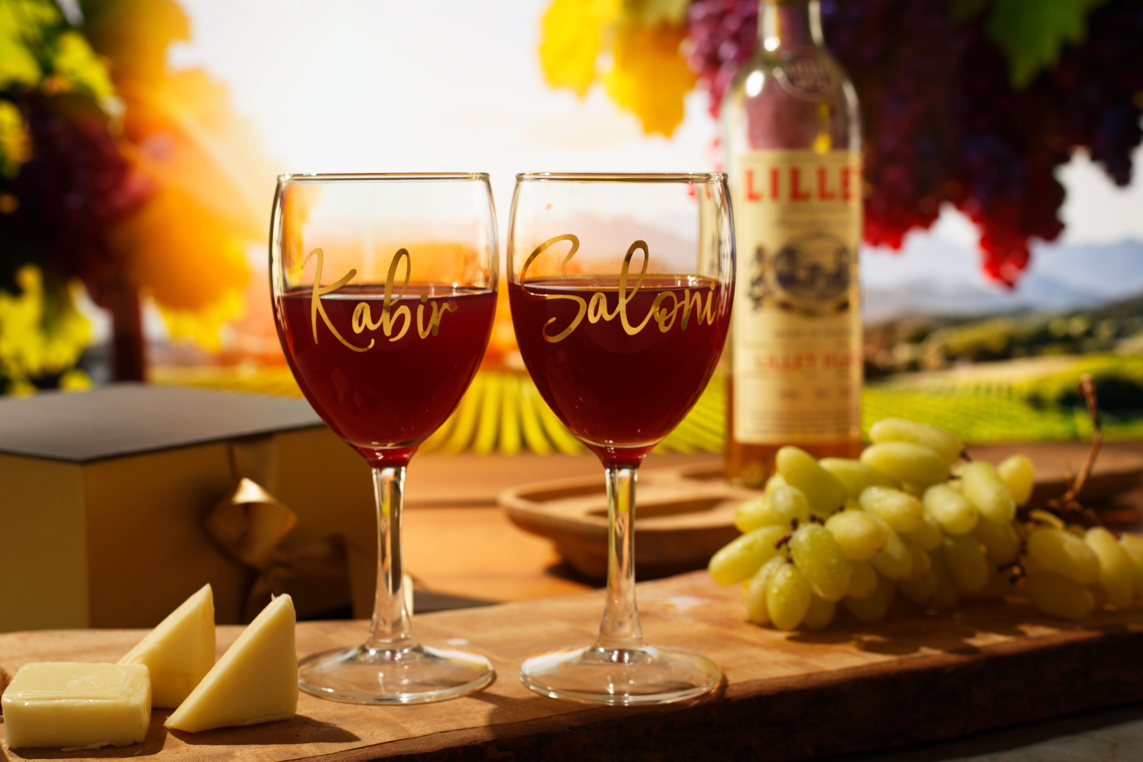 Personalized Name Wine Glasses - 230ml, Set of 2