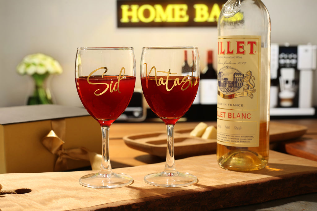Personalized Name Wine Glasses - 230ml, Set of 2