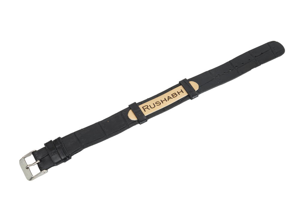 AICA Personalized Name Leather Men's Rakhi Combo for Brother ( Black )