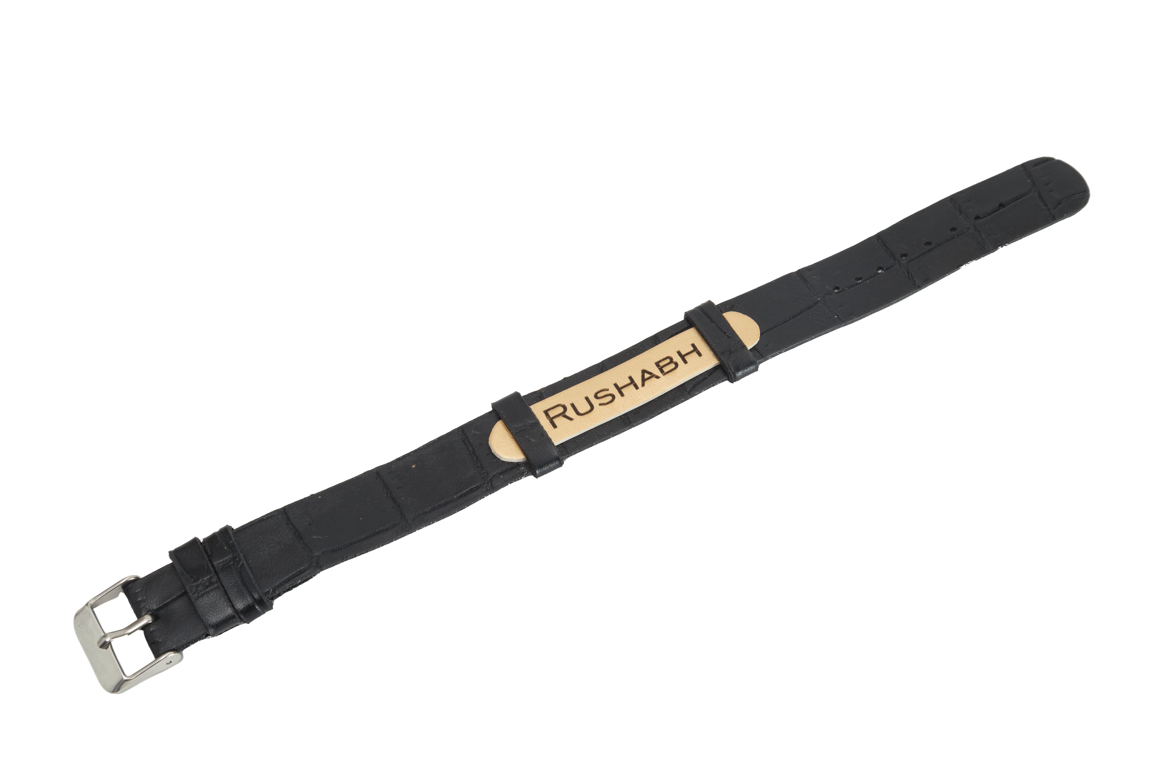 AICA Personalized Name Leather Men's Rakhi Combo for Brother ( Black )