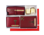 Aica Personalized Name & Charm Leather Men Combo (Wine)