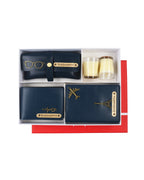 Aica Personalized Name & Charm Leather Men's Combo (Navy Blue)