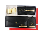 Aica Personalized Name & Charm Leather Women's Combo & Candle Giftset (Black)