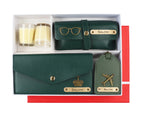 Aica Personalized Name & Charm Leather Women's Combo & Candle Giftset (Dark Green)