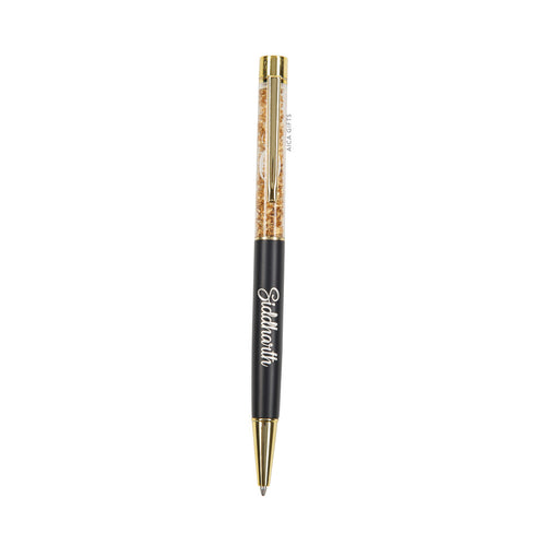 AICA Gifts Personalized Pens with Name Engraved I Golden Glitter (Black) Roller Ball Pen