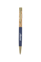AICA Gifts Personalized Pens with Name Engraved I Golden Glitter Roller Ball Pen (Navy Blue)