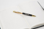 Load image into Gallery viewer, Aica Personalized Name &amp; Charm Notebook Leather Diary - A5 Size, 200 Ruled Pages (Black) &amp; Golden Pen Combo for Men &amp; Women
