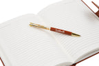 Aica Personalized Name & Charm Notebook Leather Diary - A5 Size, 200 Ruled Pages (Tan Brown) & Golden Pen Combo for Men & Women