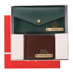 AICA Personalized Name, Charm & Color Couple Wallet For Men & Women Combo Gift Set | Marriage Wedding Anniversary Gift For Couples, Friend, Husband ,Wife