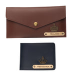 AICA Personalized Name, Charm & Color Couple Wallet For Men & Women Combo Gift Set | Marriage Wedding Anniversary Gift For Couples, Friend, Husband ,Wife