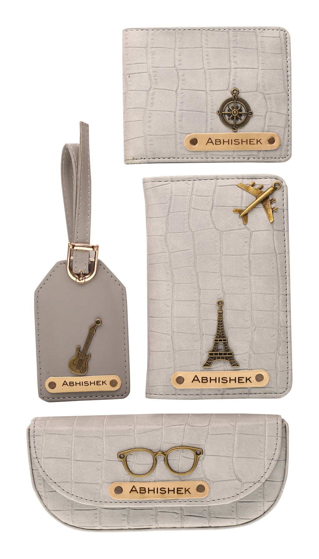 Personalized Self-Textured Mens GiftSet (BabyGrey)