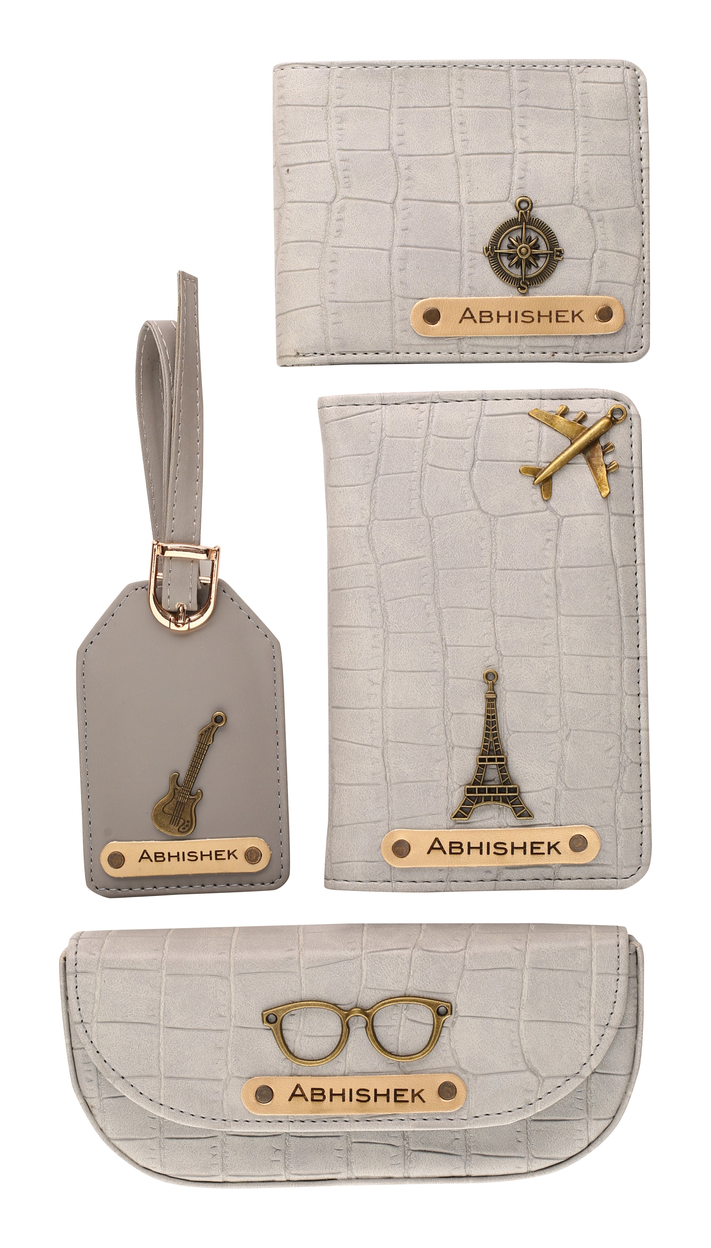 Personalized Self-Textured Mens GiftSet (BabyGrey)
