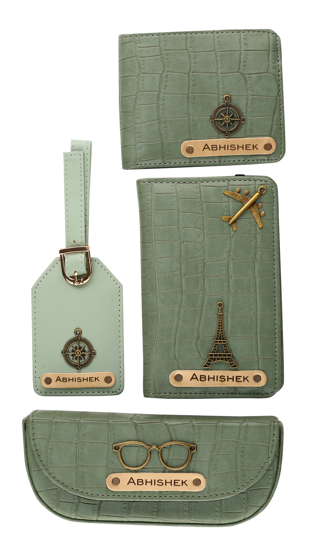 Personalized Self-Textured Mens GiftSet (MintGreen)