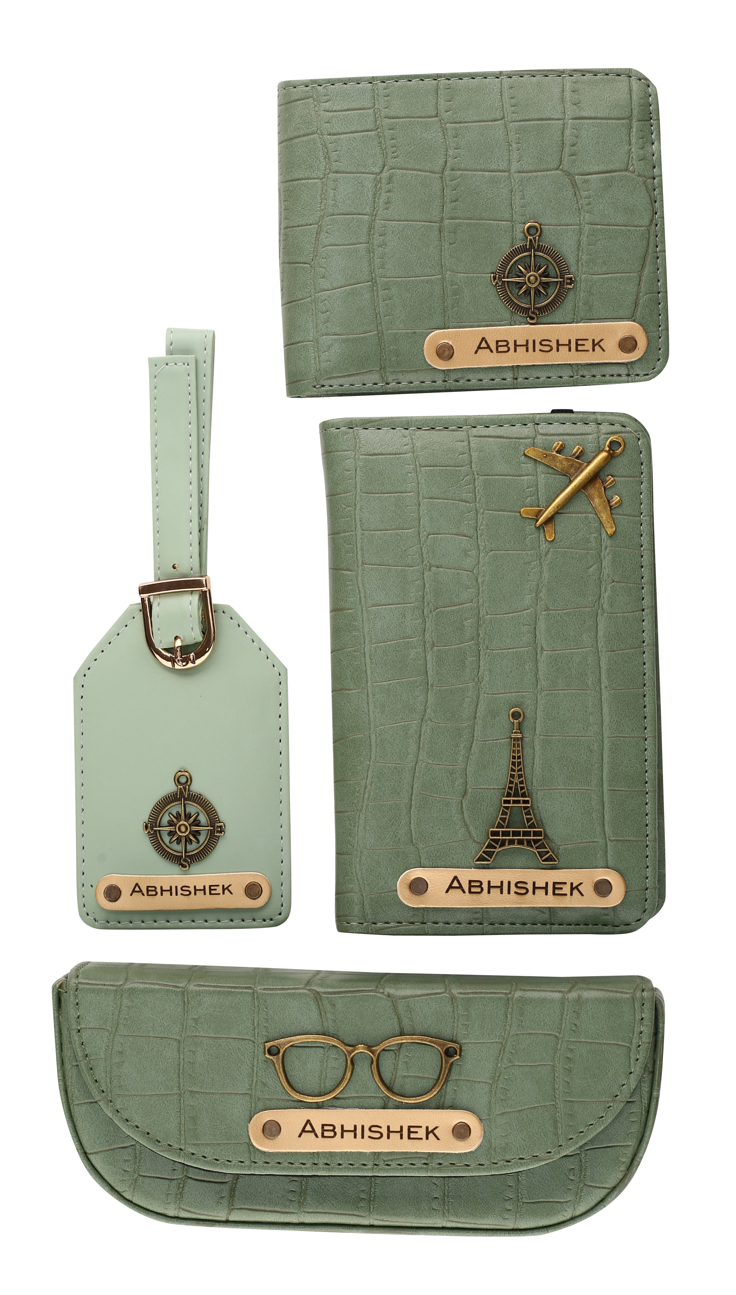 Personalized Self-Textured Mens GiftSet (MintGreen)