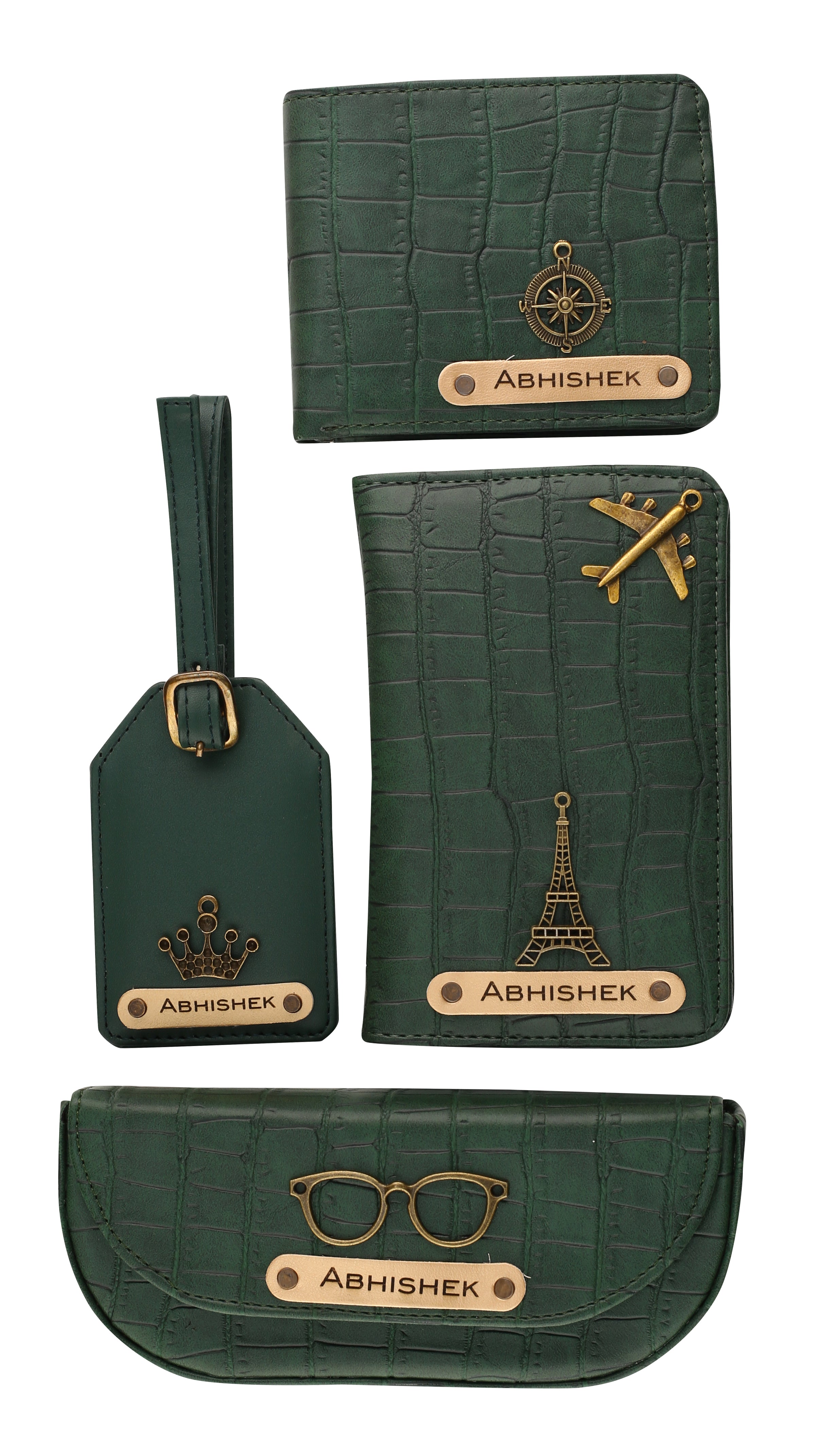 Personalized Self-Textured Mens GiftSet (DarkGreen)
