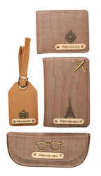 Personalized Self-Textured Mens GiftSet  (Brown)